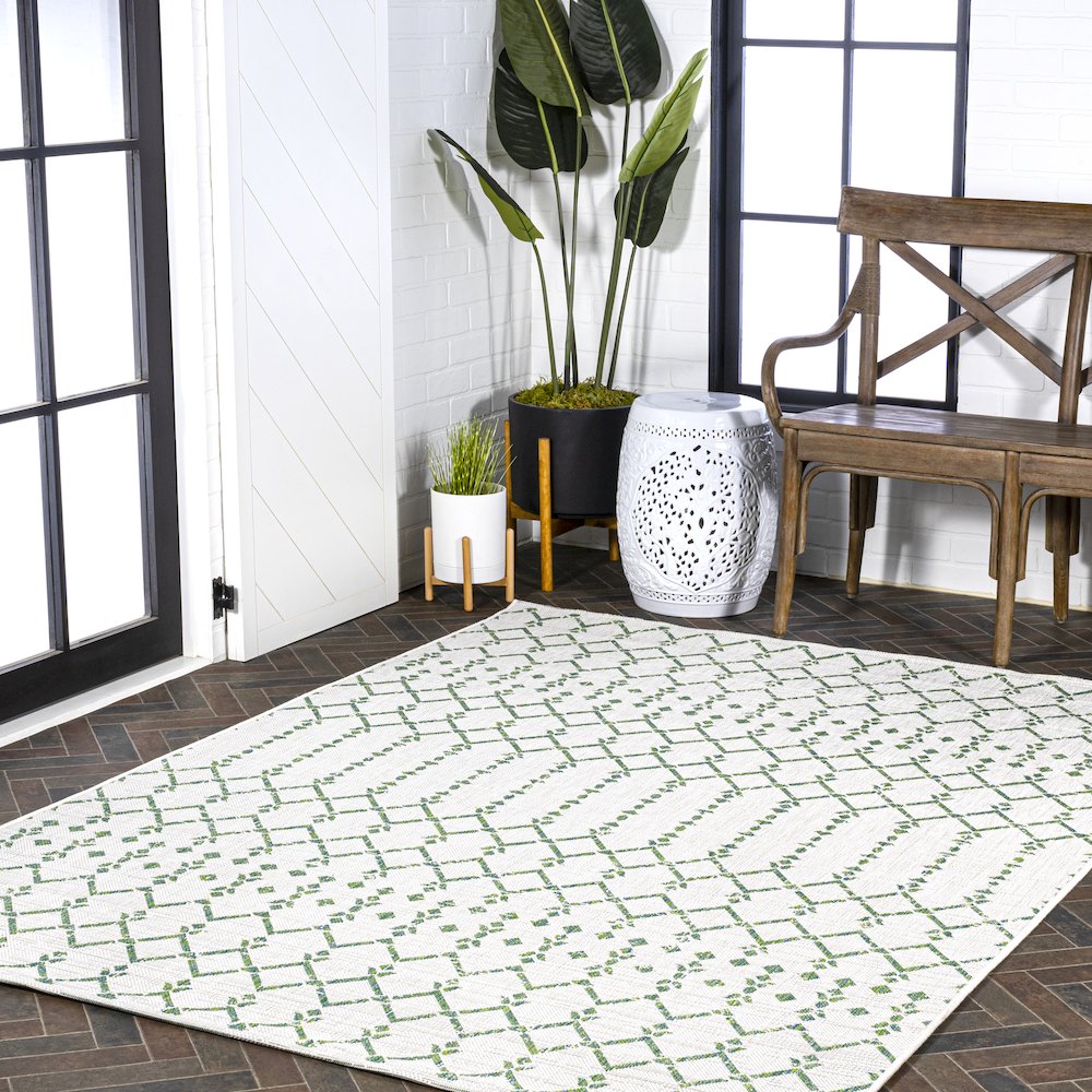 Ourika Moroccan Geometric Textured Weave Indoor/Outdoor Area Rug. Picture 9