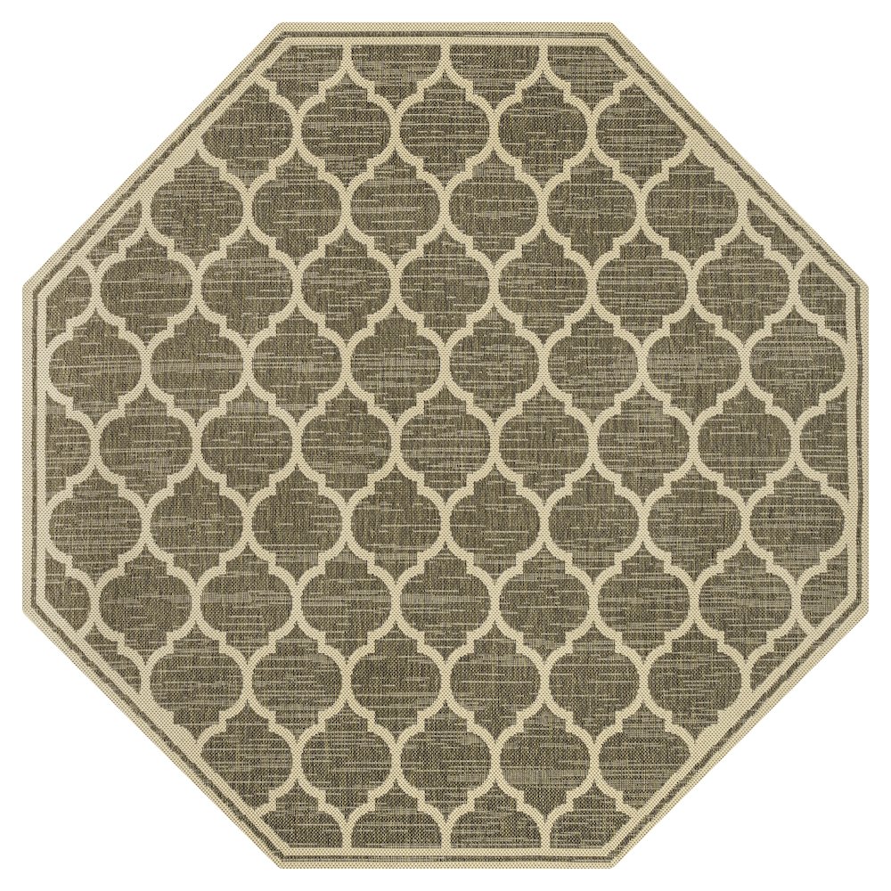 Trebol Moroccan Trellis Textured Weave Brown/Beige Indoor/Outdoor Area Rug. Picture 1