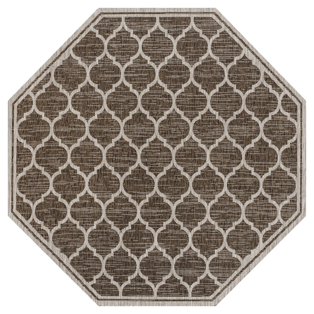 Trebol Moroccan Trellis Textured Weave Brown/Beige Indoor/Outdoor Area Rug. Picture 1