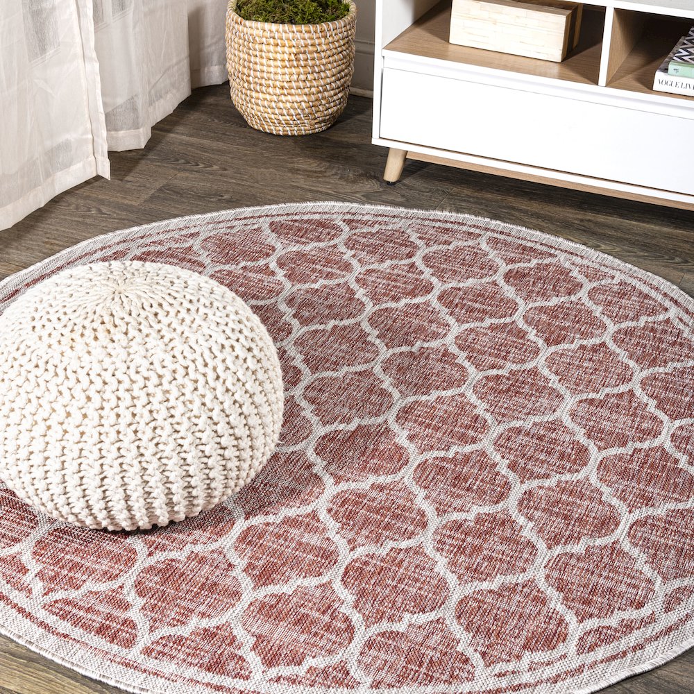 Trebol Moroccan Trellis Textured Weave Indoor/Outdoor Area Rug. Picture 2
