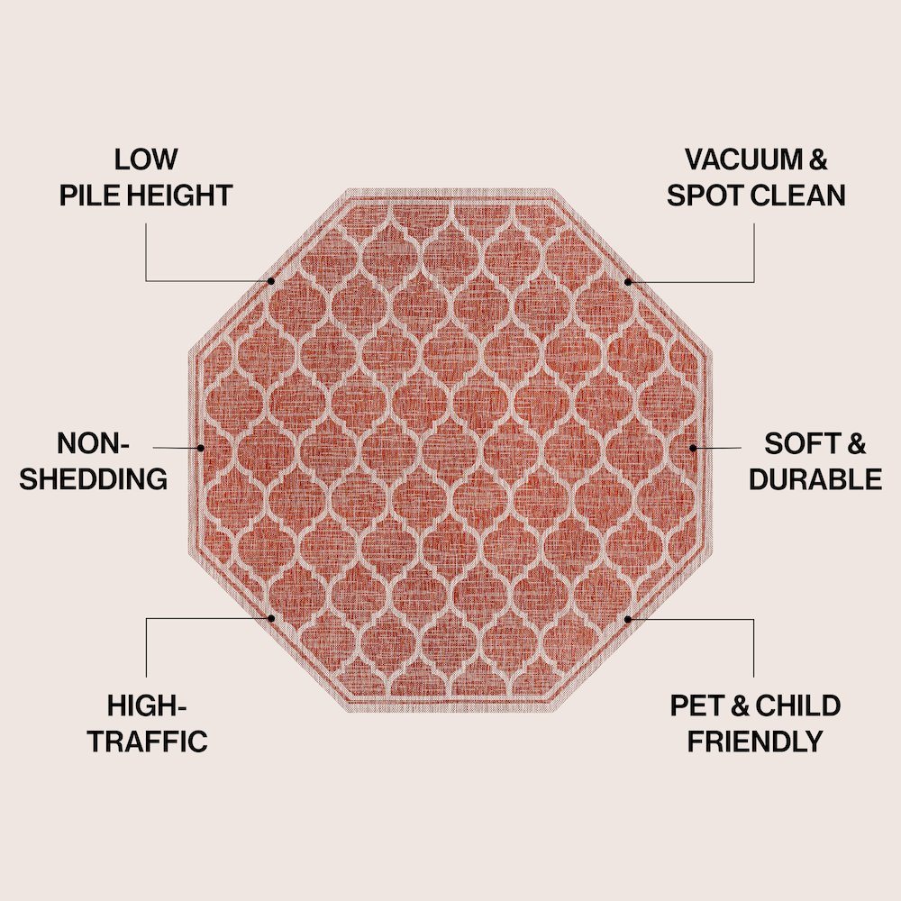 Trebol Moroccan Trellis Textured Weave Brown/Beige Indoor/Outdoor Area Rug. Picture 4