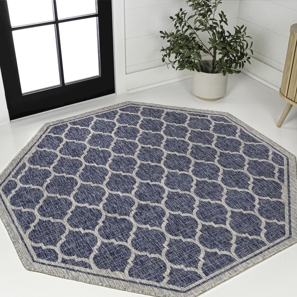 Trebol Moroccan Trellis Textured Weave Brown/Beige Indoor/Outdoor Area Rug. Picture 2