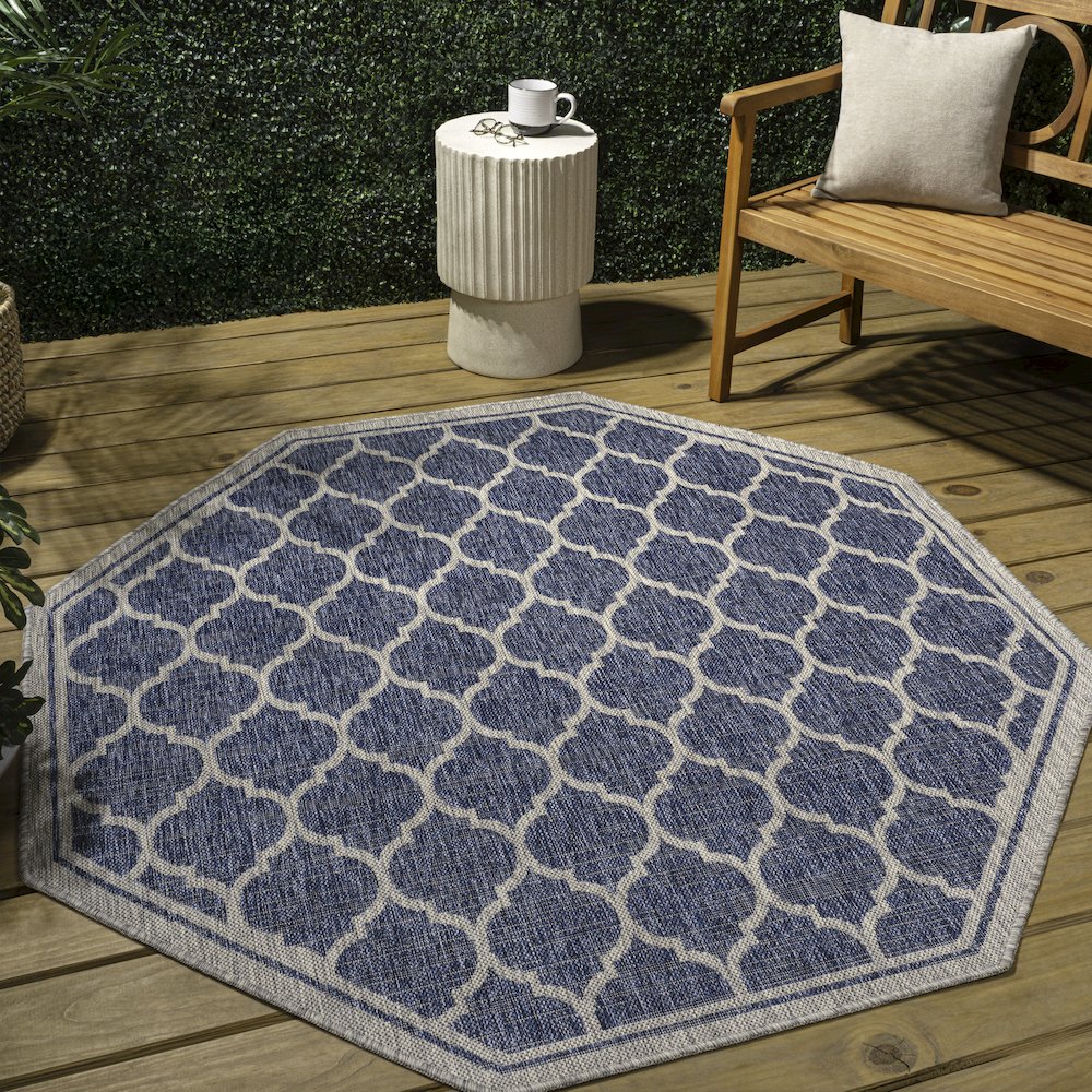 Trebol Moroccan Trellis Textured Weave Brown/Beige Indoor/Outdoor Area Rug. Picture 3