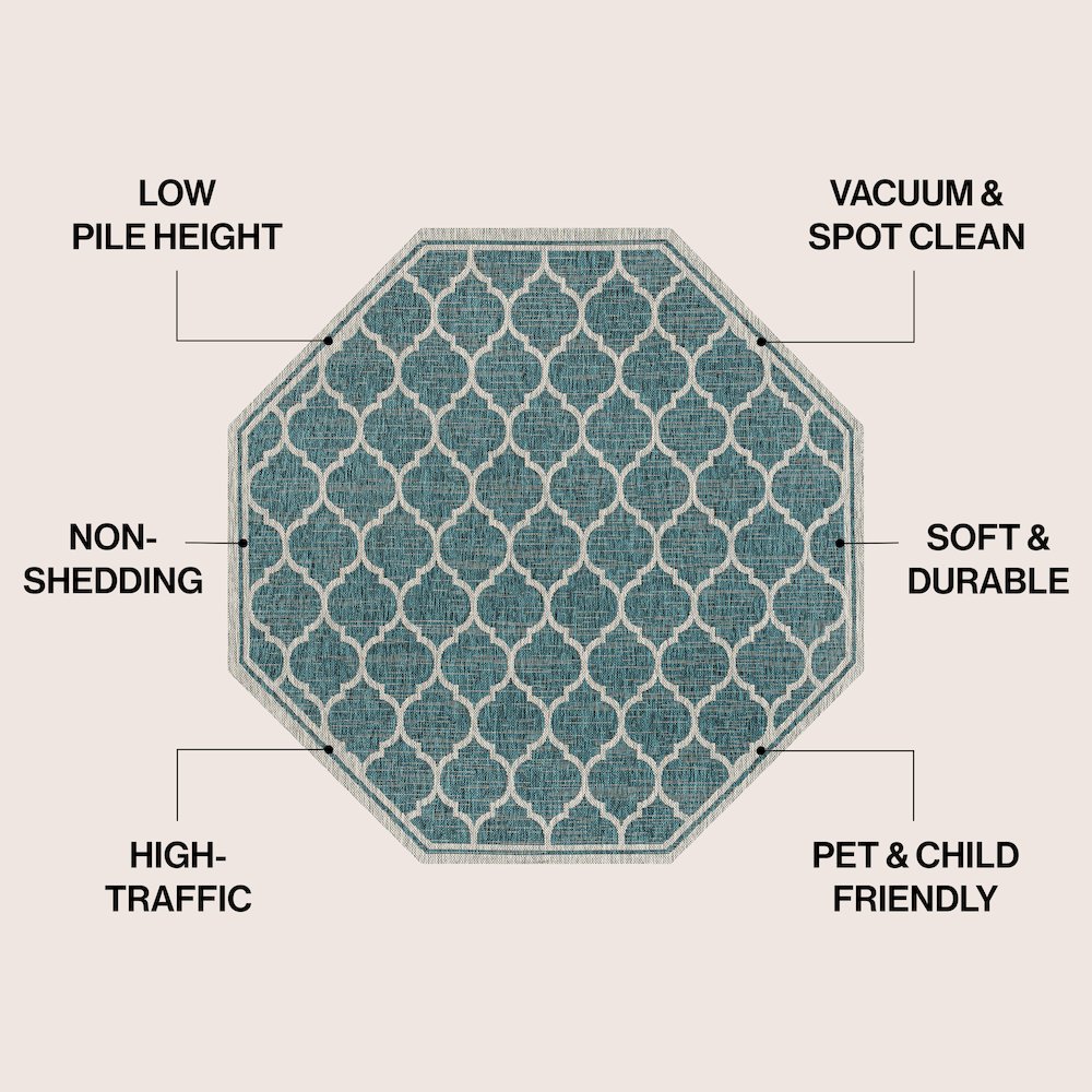 Trebol Moroccan Trellis Textured Weave Brown/Beige Indoor/Outdoor Area Rug. Picture 4