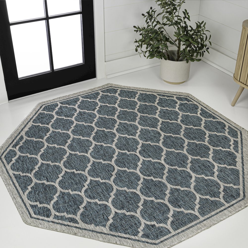 Trebol Moroccan Trellis Textured Weave Brown/Beige Indoor/Outdoor Area Rug. Picture 2