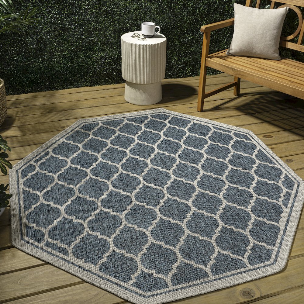 Trebol Moroccan Trellis Textured Weave Brown/Beige Indoor/Outdoor Area Rug. Picture 3