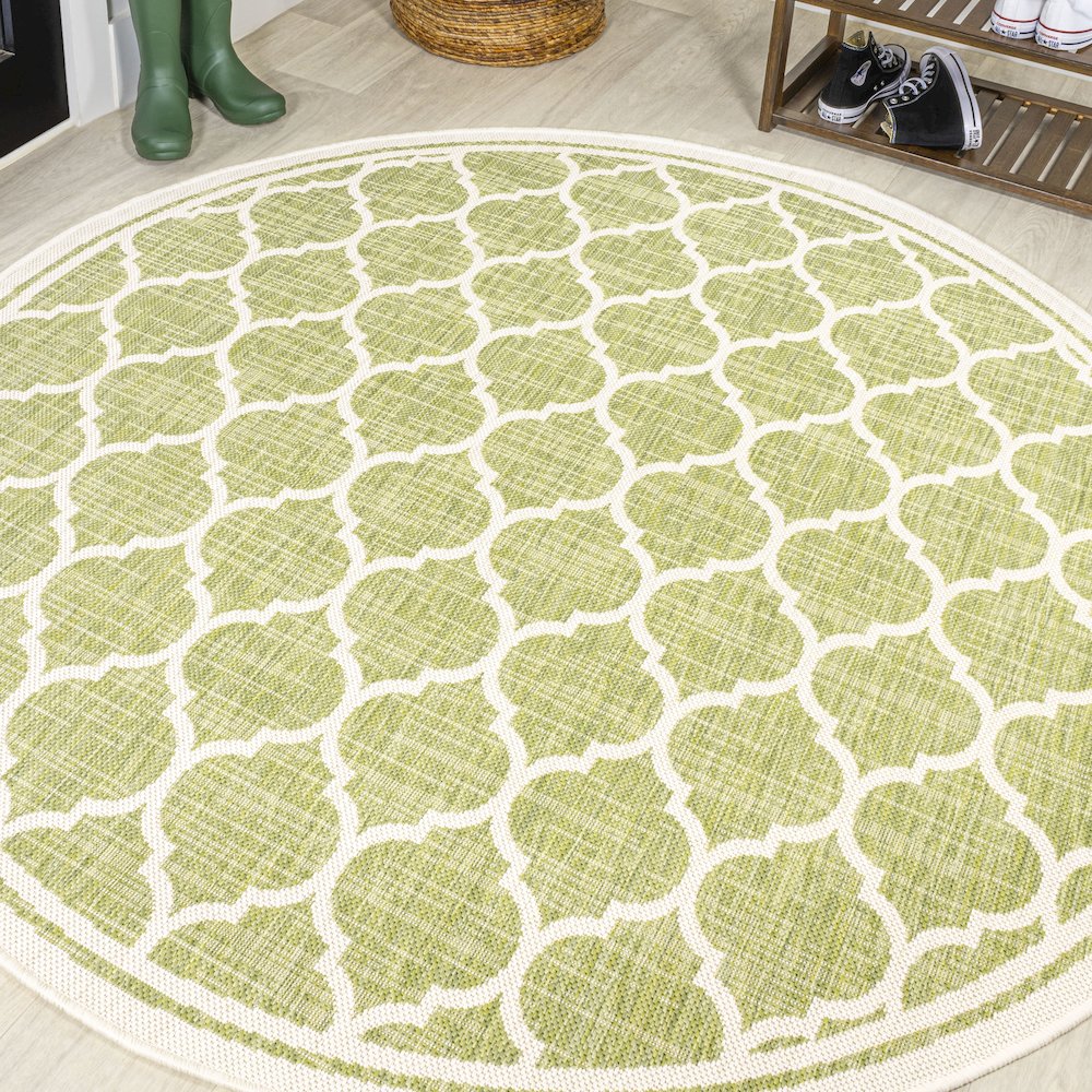 Trebol Moroccan Trellis Textured Weave Indoor/Outdoor Area Rug. Picture 2