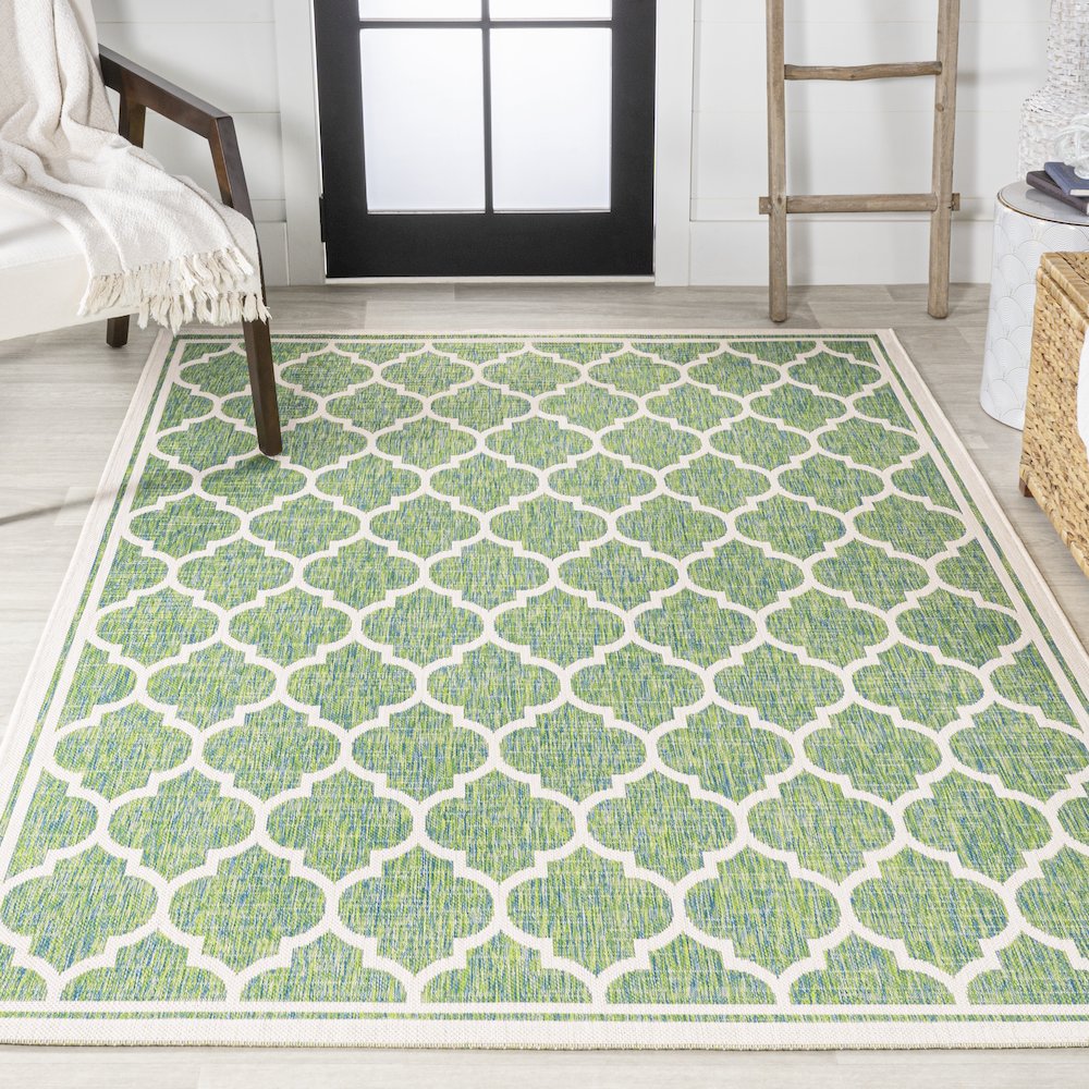 Trebol Moroccan Trellis Textured Weave Indoor/Outdoor Area Rug. Picture 4