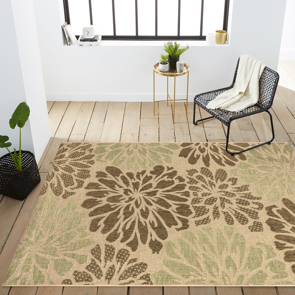 Zinnia Modern Floral Textured Weave Indoor/Outdoor Area Rug. Picture 10