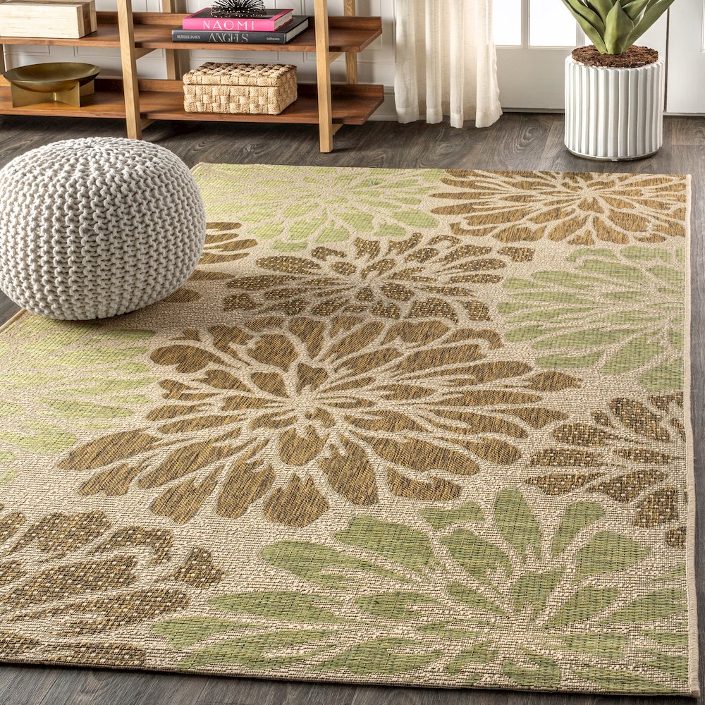 Zinnia Modern Floral Textured Weave Indoor/Outdoor Area Rug. Picture 3