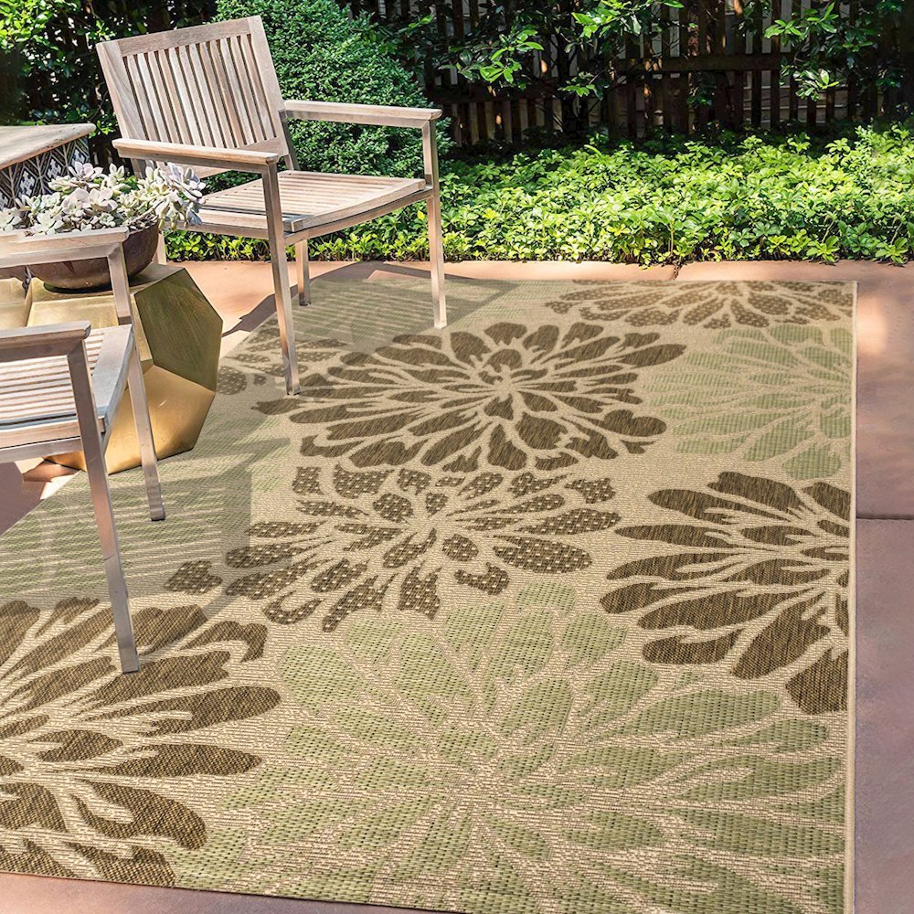 Zinnia Modern Floral Textured Weave Indoor/Outdoor Area Rug. Picture 5