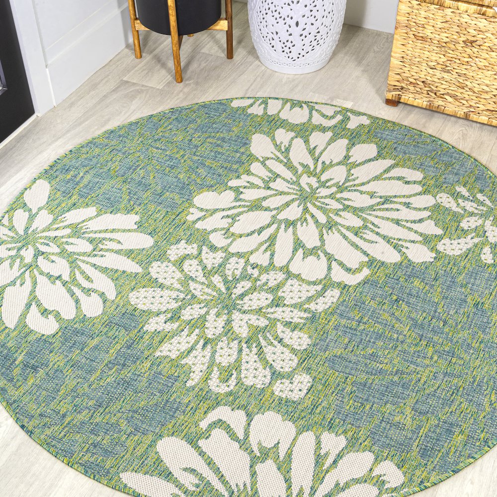 Zinnia Modern Floral Textured Weave Indoor/Outdoor Area Rug. Picture 2