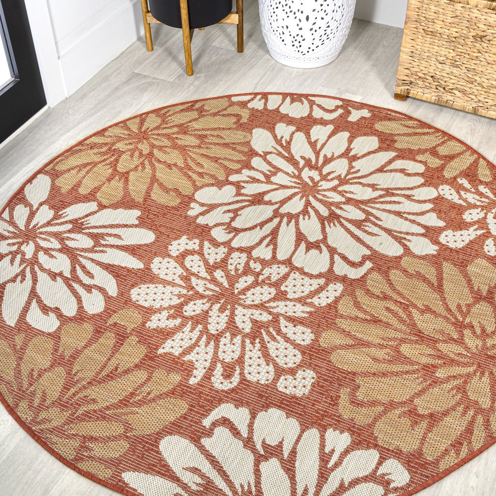 Zinnia Modern Floral Textured Weave Indoor/Outdoor Area Rug. Picture 2