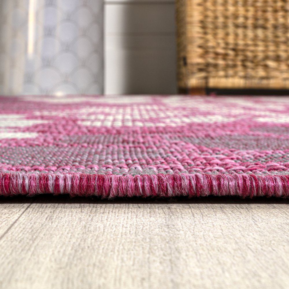 Zinnia Modern Floral Textured Weave Indoor/Outdoor Area Rug. Picture 9
