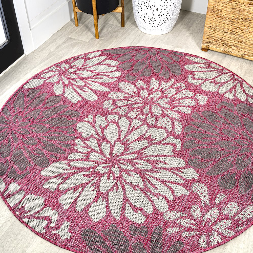 Zinnia Modern Floral Textured Weave Indoor/Outdoor Area Rug. Picture 2