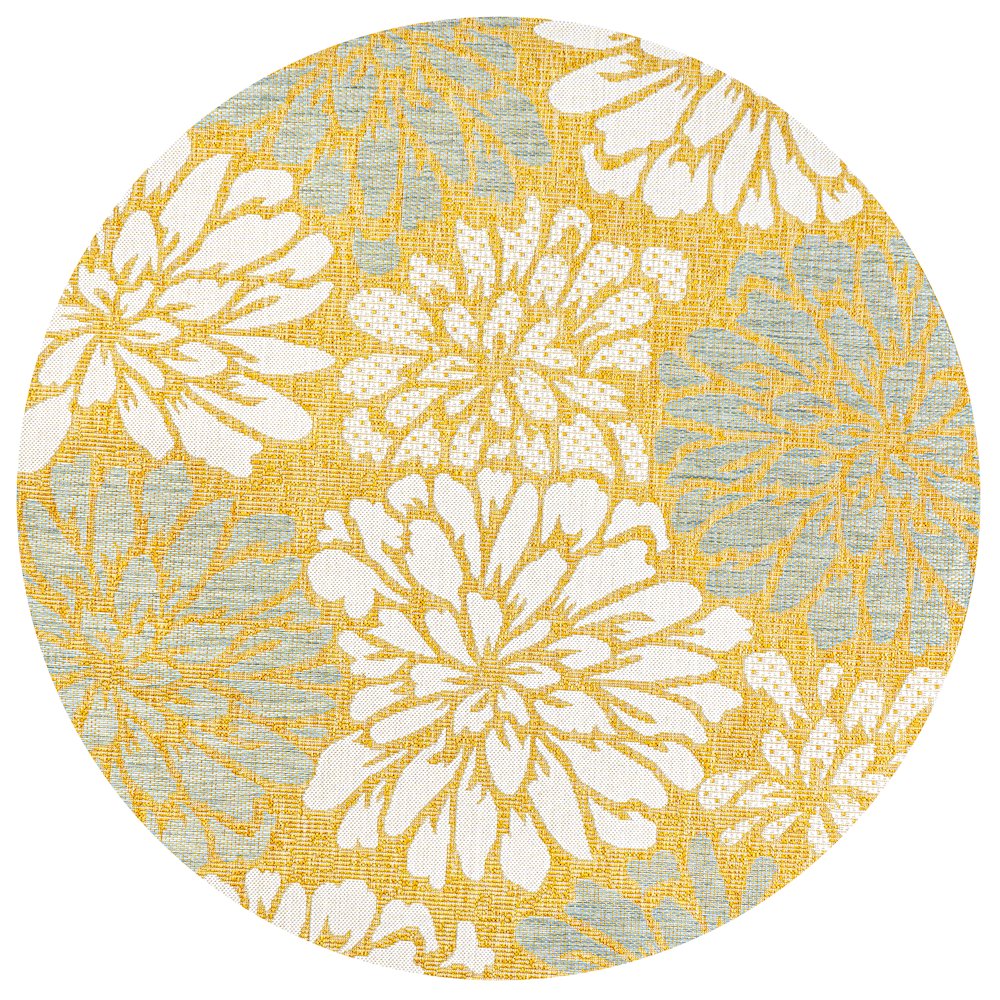 Zinnia Modern Floral Textured Weave Indoor/Outdoor Area Rug. Picture 1