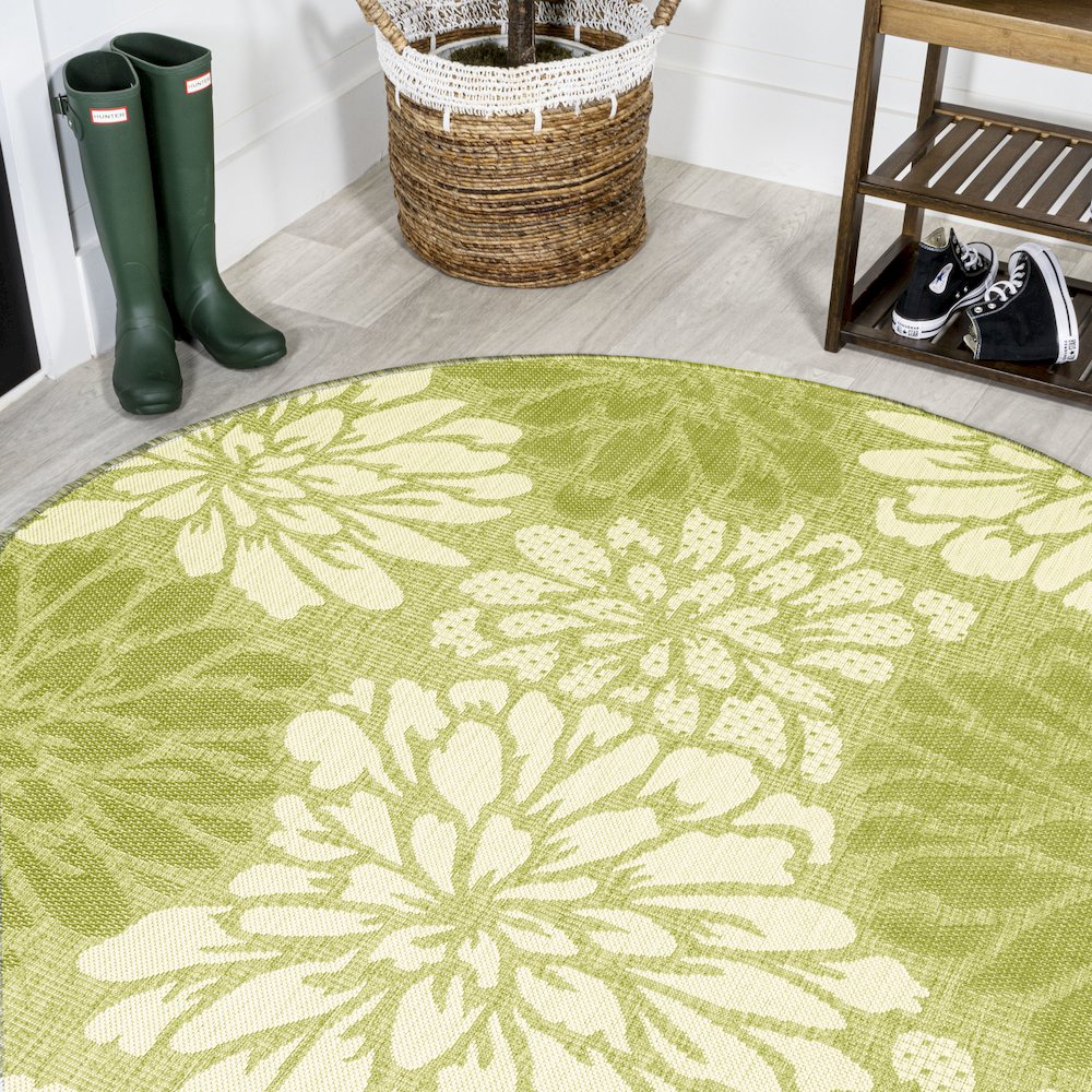 Zinnia Modern Floral Textured Weave Indoor/Outdoor Area Rug. Picture 2
