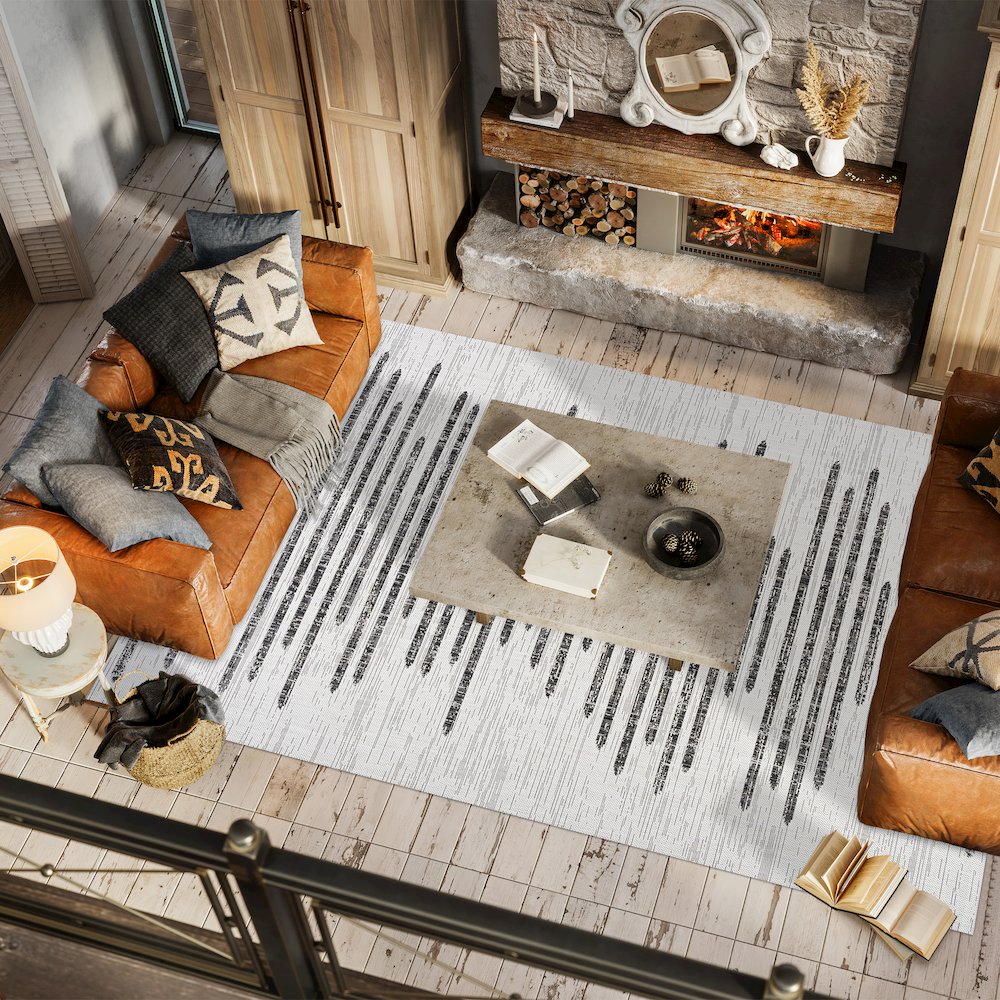 Zolak Berber Stripe Geometric Indoor/Outdoor Area Rug. Picture 5