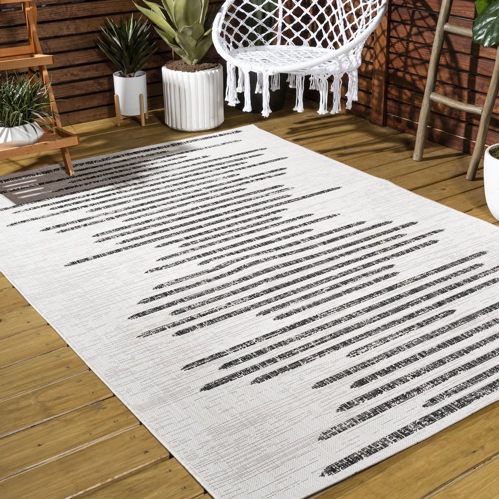 Zolak Berber Stripe Geometric Indoor/Outdoor Area Rug. Picture 7