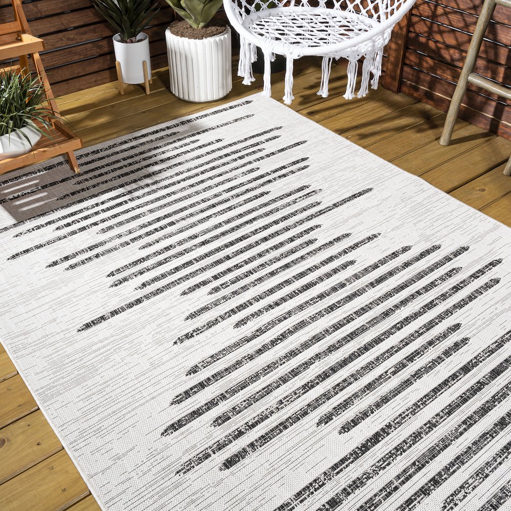 Zolak Berber Stripe Geometric Indoor/Outdoor Area Rug. Picture 9