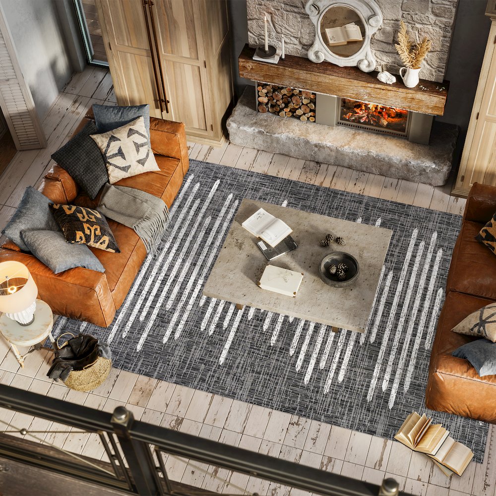 Zolak Berber Stripe Geometric Indoor/Outdoor Area Rug. Picture 5