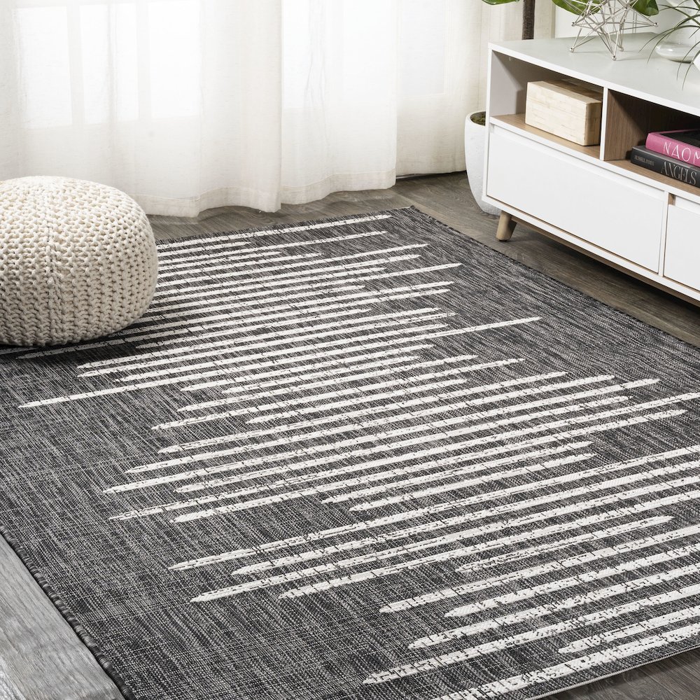 Zolak Berber Stripe Geometric Indoor/Outdoor Area Rug. Picture 2