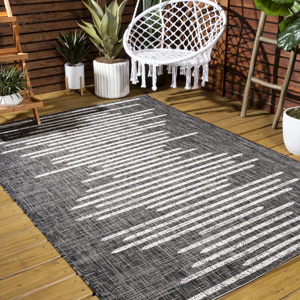 Zolak Berber Stripe Geometric Indoor/Outdoor Area Rug. Picture 7