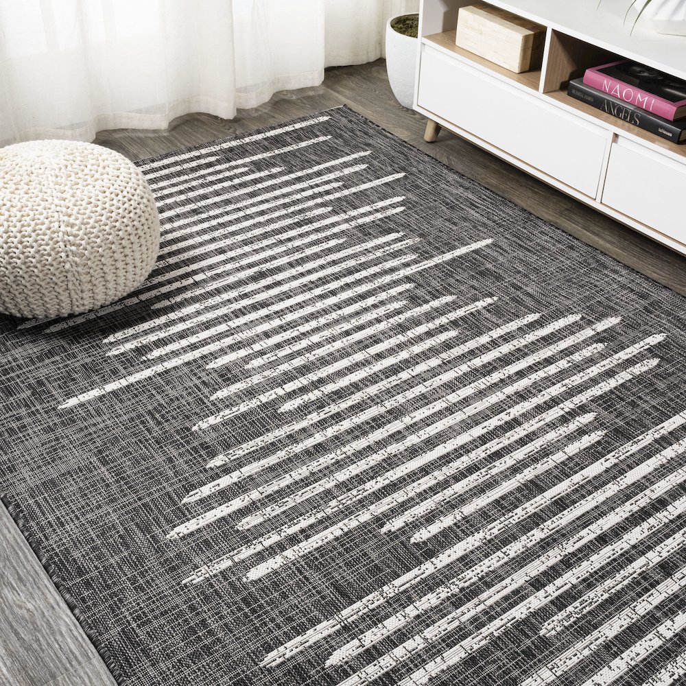Zolak Berber Stripe Geometric Indoor/Outdoor Area Rug. Picture 4