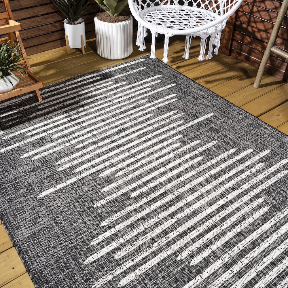 Zolak Berber Stripe Geometric Indoor/Outdoor Area Rug. Picture 9