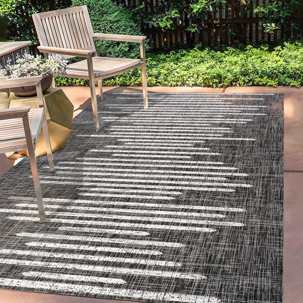 Zolak Berber Stripe Geometric Indoor/Outdoor Area Rug. Picture 6