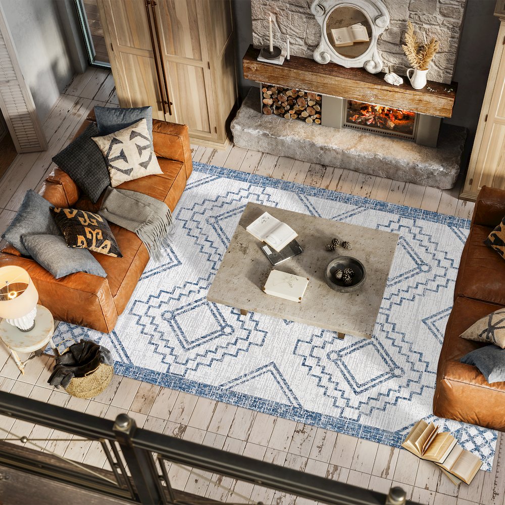Marokko Diamond Tribal Medallion Indoor/Outdoor Area Rug. Picture 5