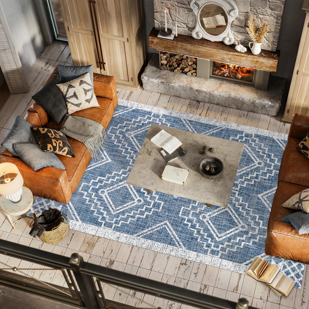 Marokko Diamond Tribal Medallion Indoor/Outdoor Area Rug. Picture 5