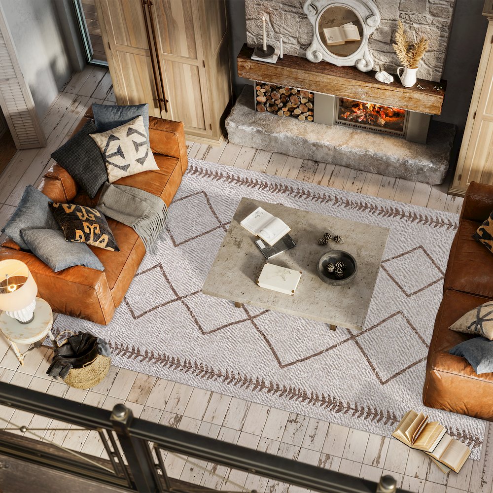 Derya Tribal Diamond Trellis Indoor/Outdoor Area Rug. Picture 5