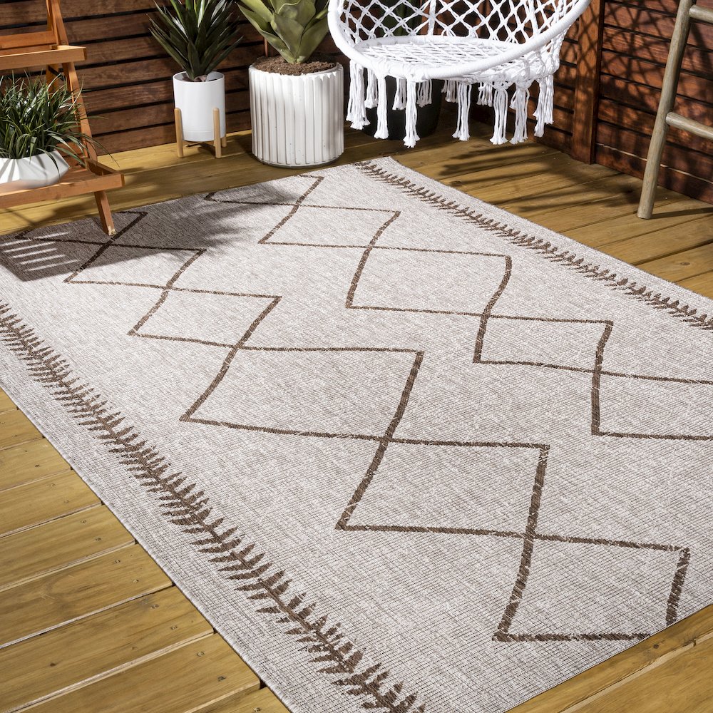 Derya Tribal Diamond Trellis Indoor/Outdoor Area Rug. Picture 7