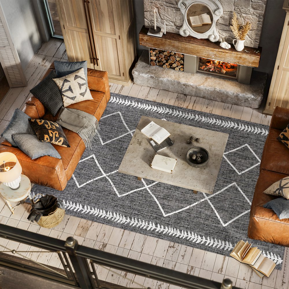 Derya Tribal Diamond Trellis Indoor/Outdoor Area Rug. Picture 5