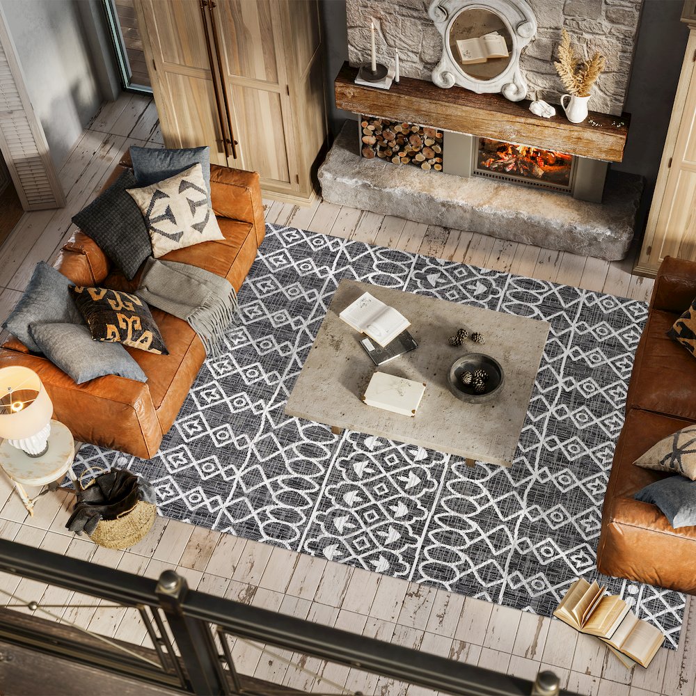 Kafel Tribal Bohemian Indoor/Outdoor Area Rug. Picture 5