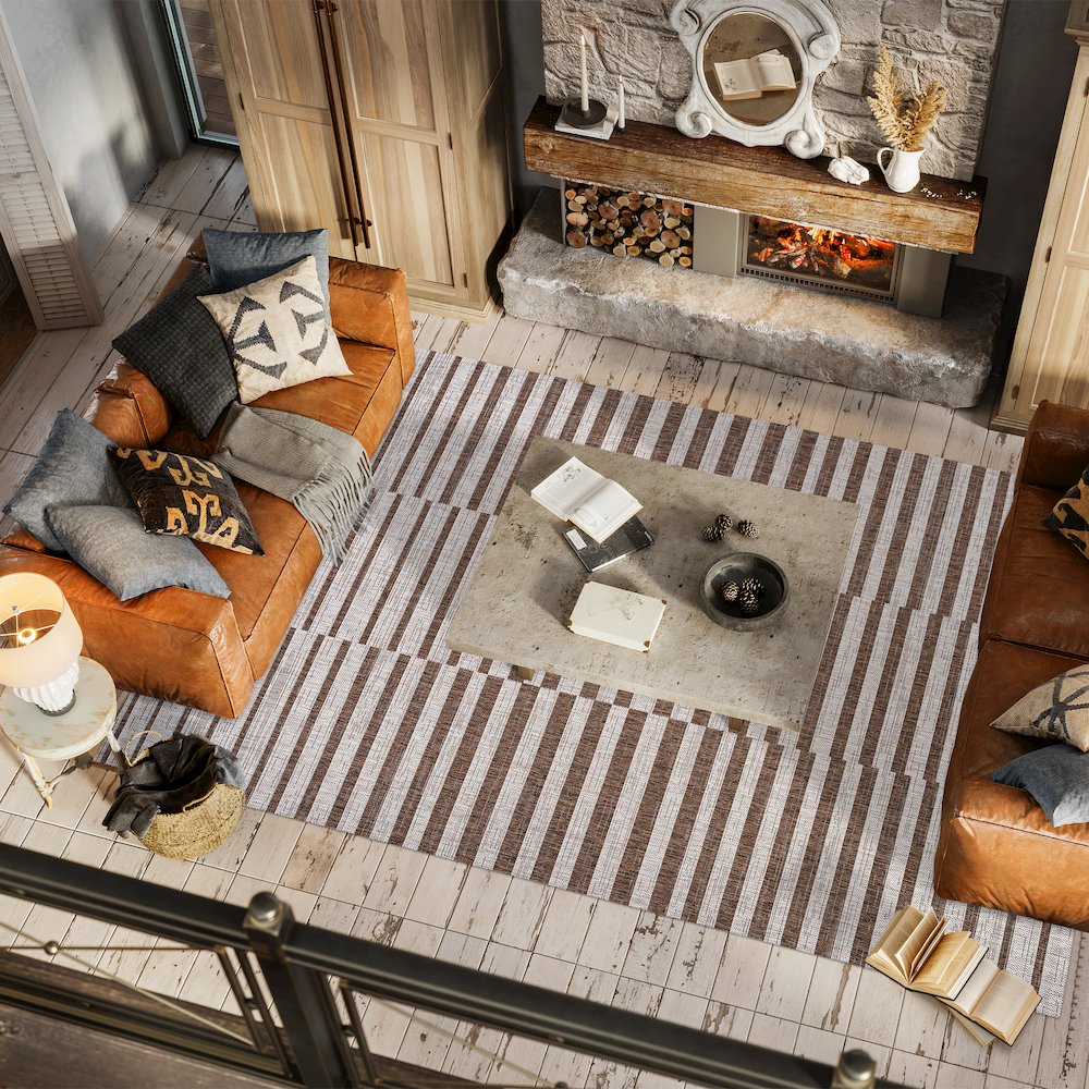 Sukie Modern Offset Stripe Indoor/Outdoor Area Rug. Picture 5