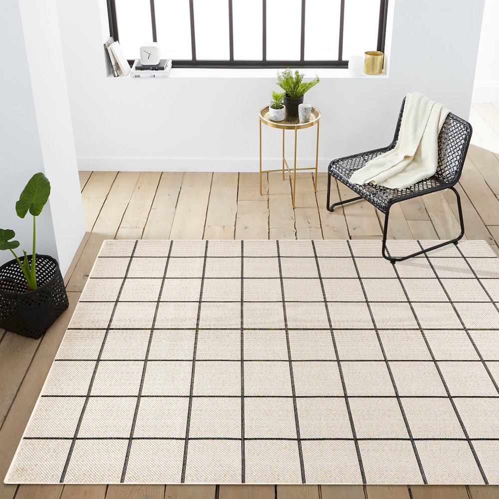 Grid Modern Squares Indoor/Outdoor Area Rug. Picture 14