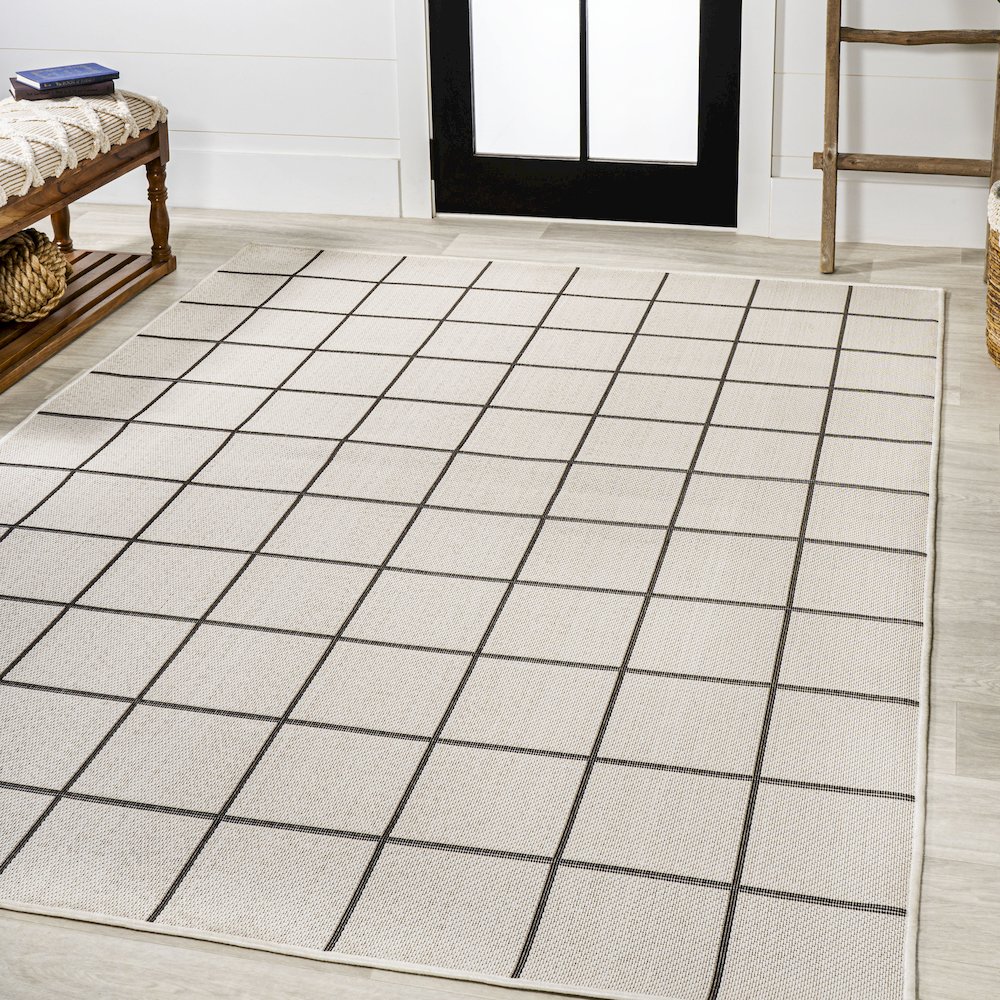 Grid Modern Squares Indoor/Outdoor Area Rug. Picture 2
