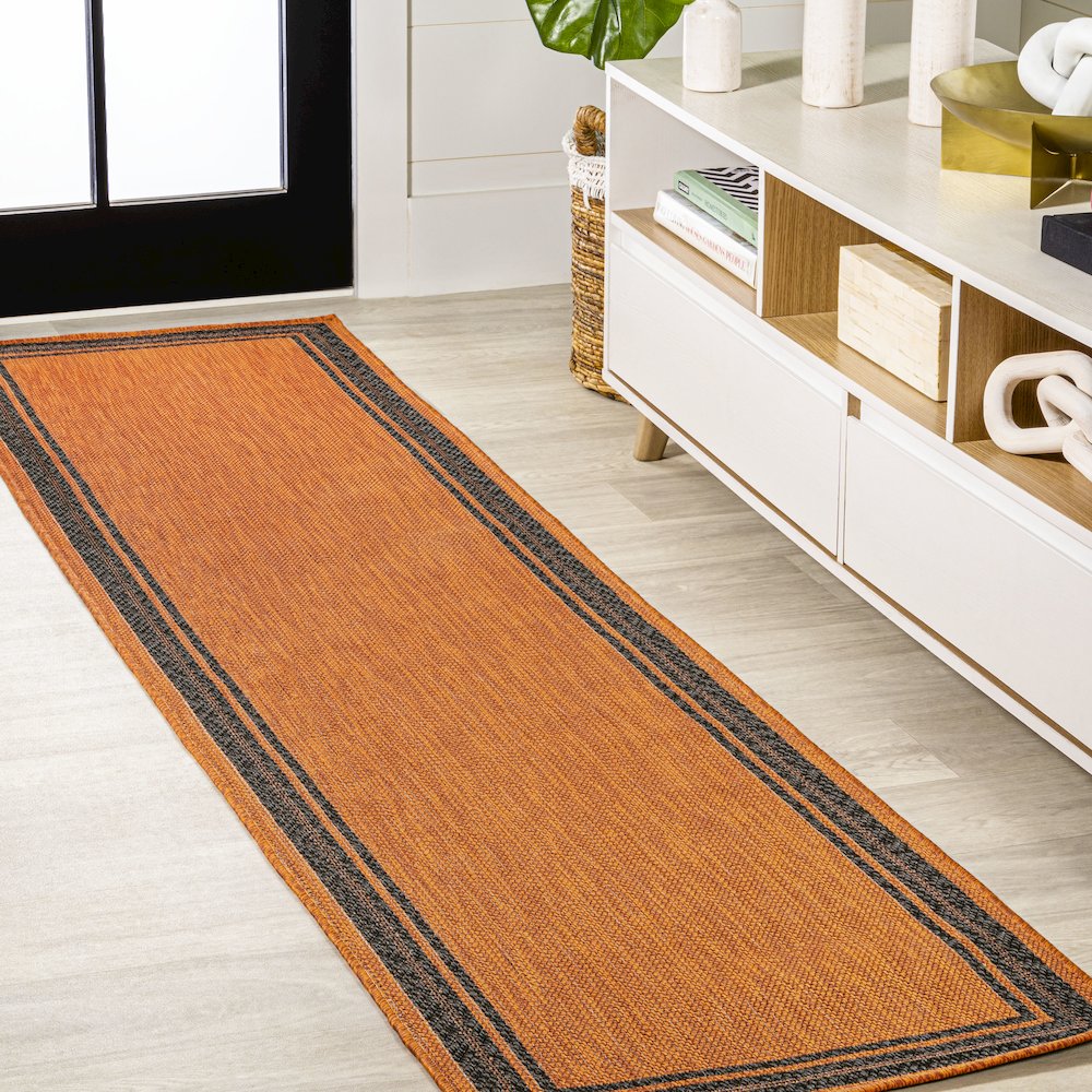 James Modern Border Stripe Indoor/Outdoor Area Rug. Picture 2