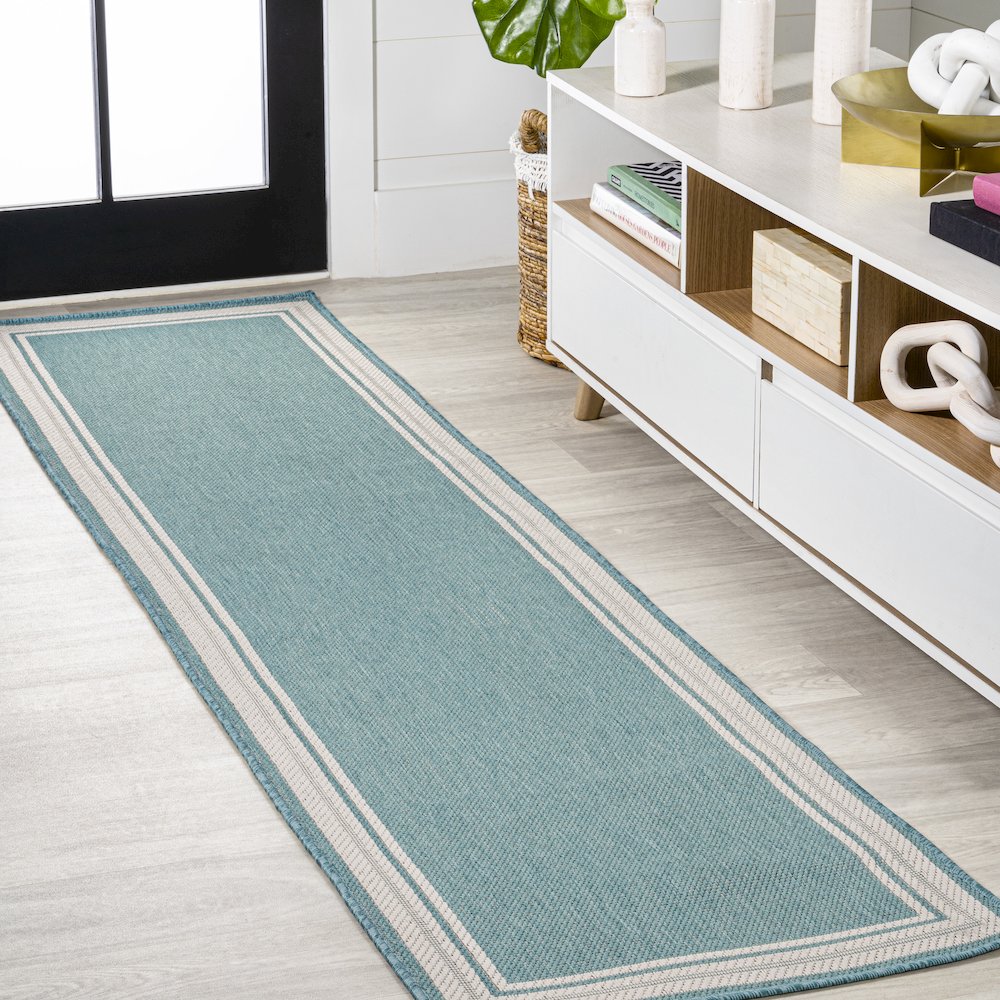 James Modern Border Stripe Indoor/Outdoor Area Rug. Picture 2