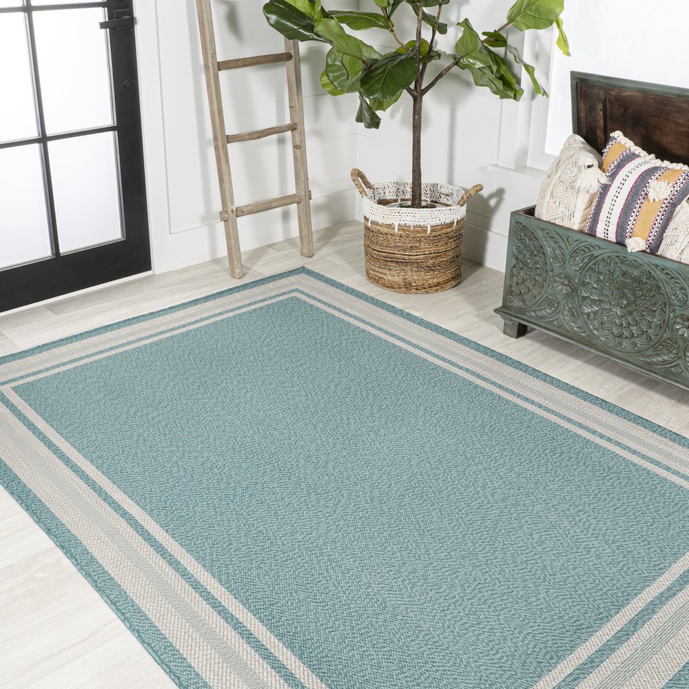 James Modern Border Stripe Indoor/Outdoor Area Rug. Picture 4