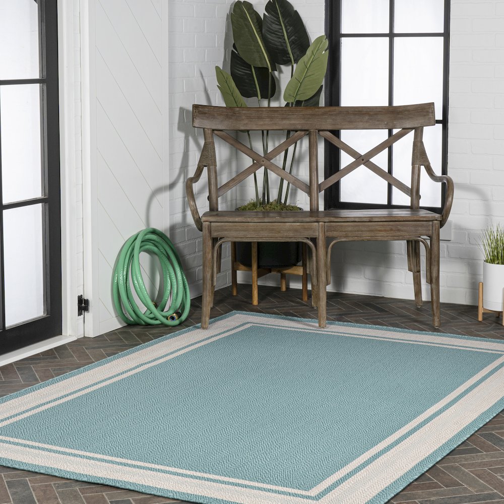 James Modern Border Stripe Indoor/Outdoor Area Rug. Picture 9