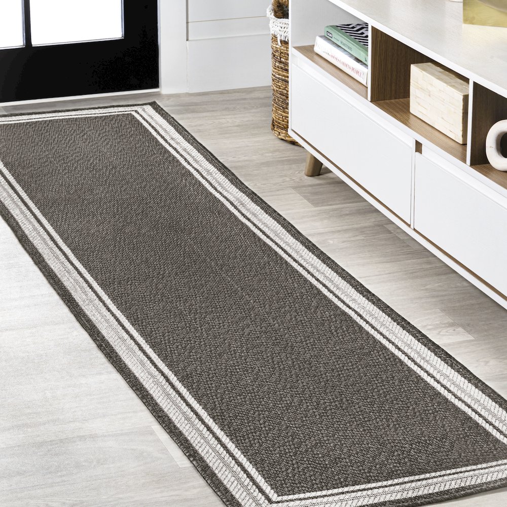 James Modern Border Stripe Indoor/Outdoor Area Rug. Picture 2