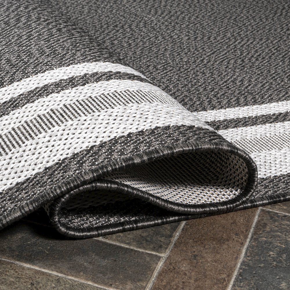 James Modern Border Stripe Indoor/Outdoor Area Rug. Picture 6
