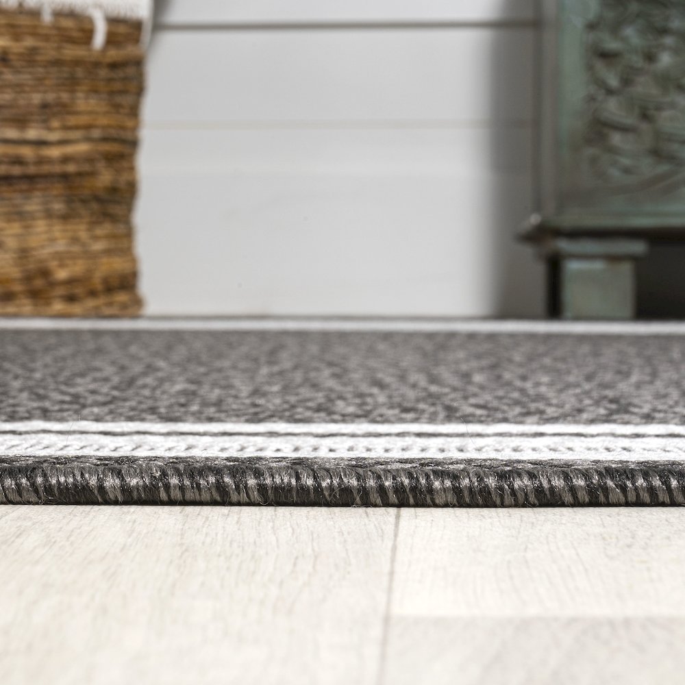 James Modern Border Stripe Indoor/Outdoor Area Rug. Picture 9