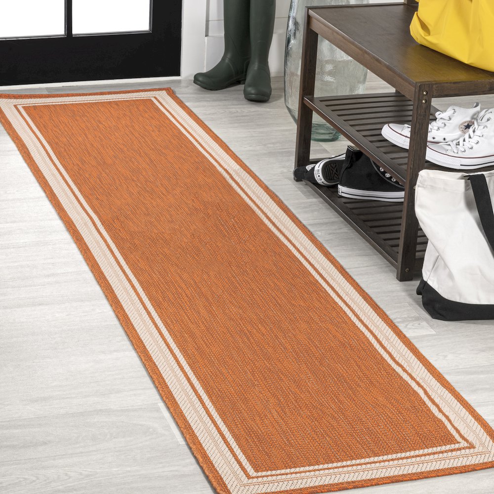 James Modern Border Stripe Indoor/Outdoor Area Rug. Picture 2