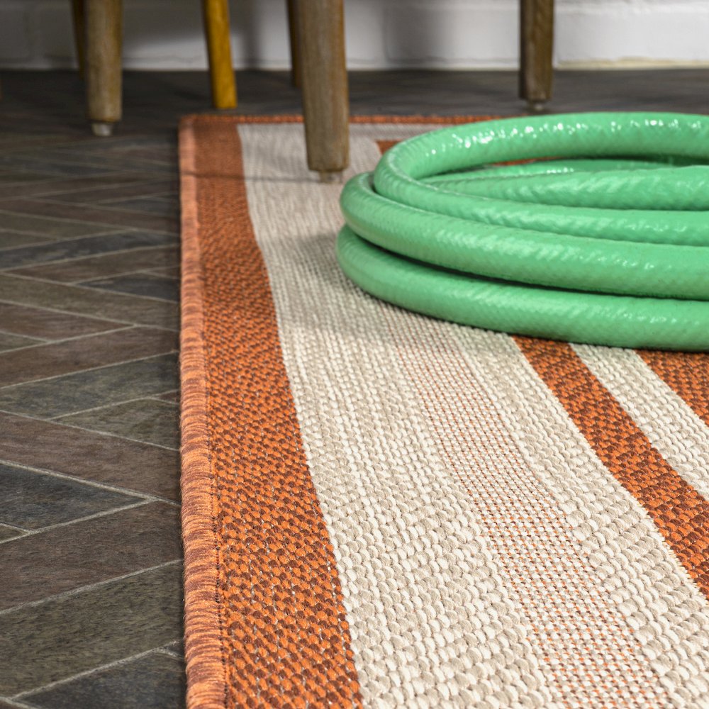 James Modern Border Stripe Indoor/Outdoor Area Rug. Picture 5