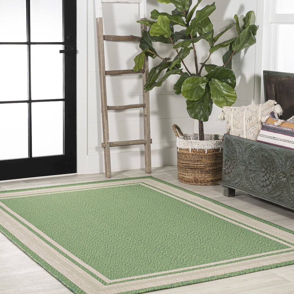 James Modern Border Stripe Indoor/Outdoor Area Rug. Picture 5