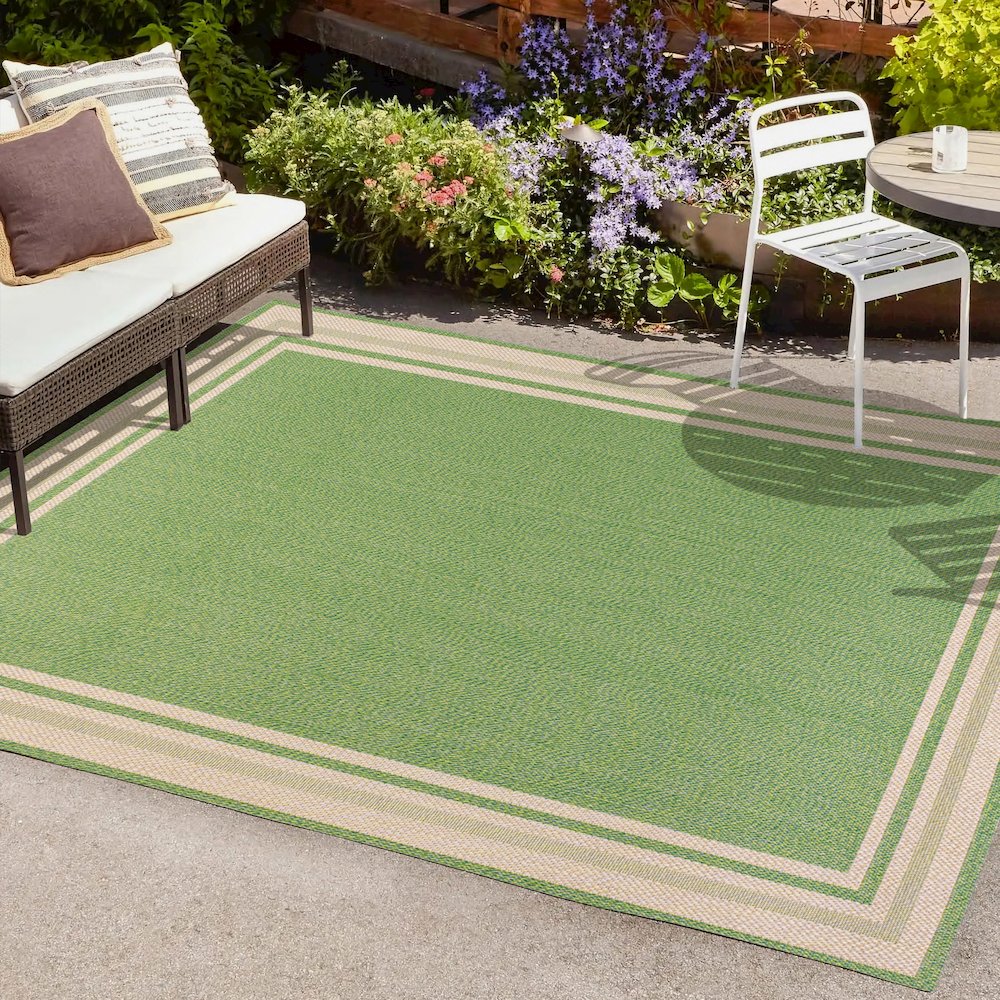 James Modern Border Stripe Indoor/Outdoor Area Rug. Picture 6